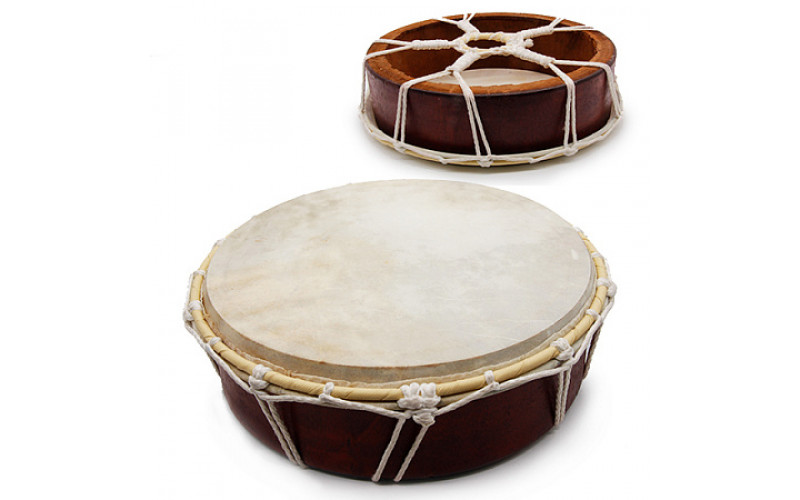 Бубен Шаманский Дерево Кожа 8 х 32 см — изображение 1