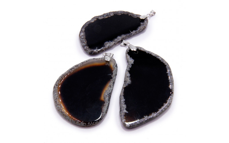 Подвеска камень Черный агат — изображение 1