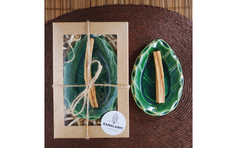 Подставка Лист изумруд в коробке с Пало Санто мини — изображение 1