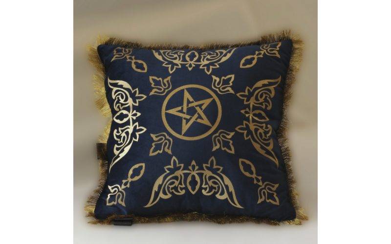 Подушка Пентаграмма (бархат) синяя — изображение 1