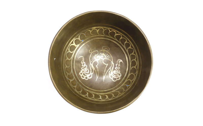 Чаша поющая c БЛАГИМИ СИМВОЛАМИ ручная ковка 9 металлов d-12,5см — изображение 1