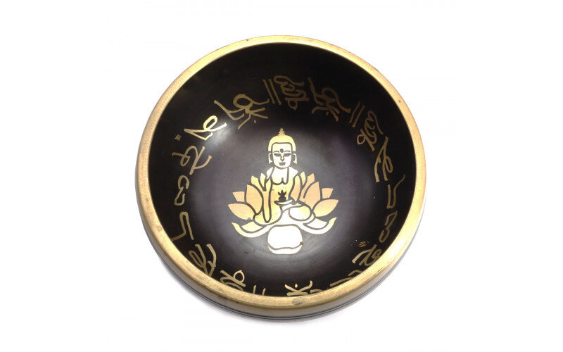 Чаша поющая с золотыми символами Лотос 5 металлов d-6,5см — изображение 1