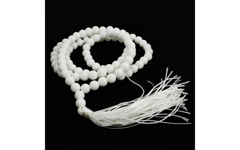 Четки из камня 108 бусин Белый агат Дарует сверхсилу и защиту, открывает денежный канал — изображение 1
