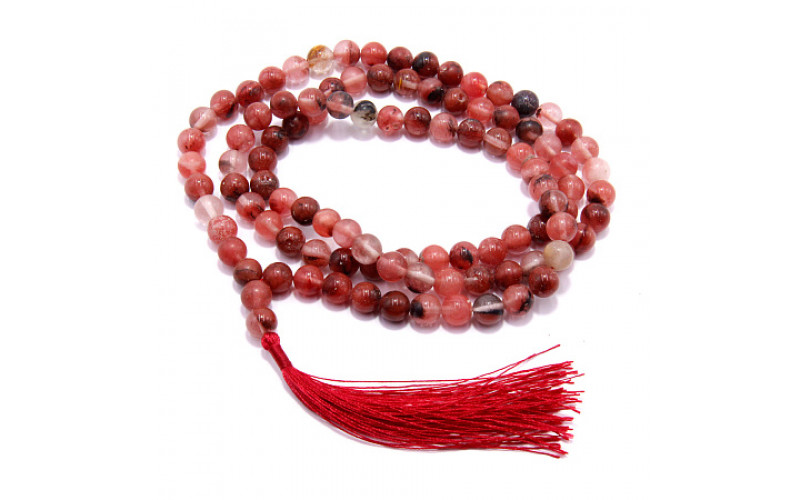 Четки из камня 108 бусин Розовый халцедон Счастливый и удачный брак — изображение 1