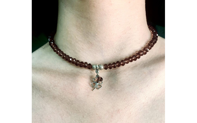 Чокер с австрийским хрусталем (малиновый) в огранке — изображение 1