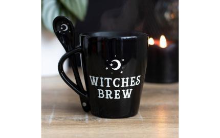Кружка фарфоровая с ложкой Witches вrew