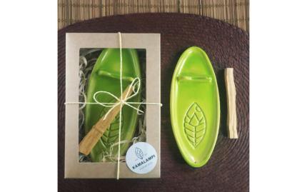 Подставка Каноэ Зеленое в коробке с Пало Санто мини